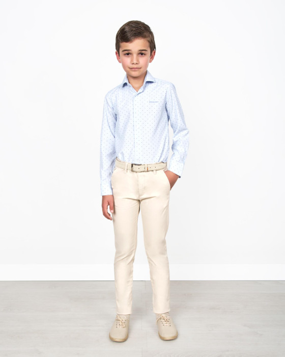 camisa-de-nino-popelin-estampado-puntos-azul